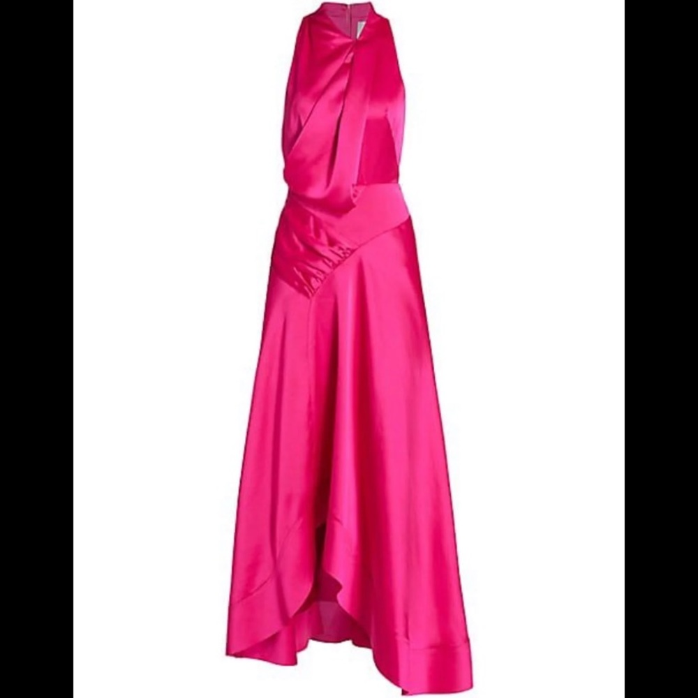Acler Fuchsia Pink Satin Maxi Dress